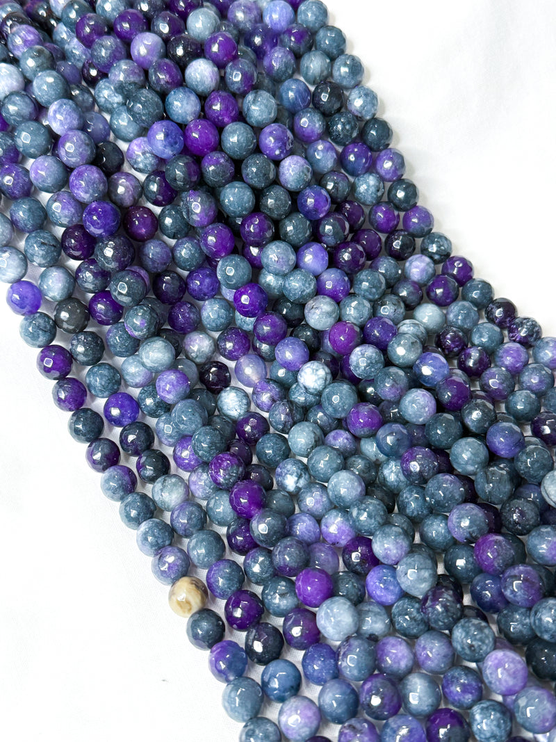10mm Faceted Jade Gemstone Beads | Gray and Purple Faceted Jade | Multicolor Gemstone Beads | DIY Jewelry Designs | One Strand