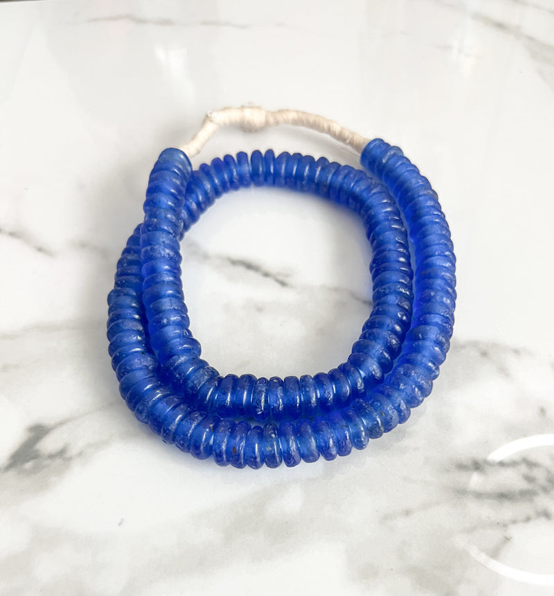 11mm African Recycled Glass | Rondelle Donut Beads | 11mm Fused Glass Rondelles Spacer Beads | Ghana Fair Trade | DIY Jewelry Supplies