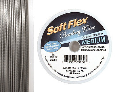Soft Flex Satin Silver Beading Wire | Stainless Steel Beading Wire | .019 Inch, 30 Feet | DIY Jewelry Designs