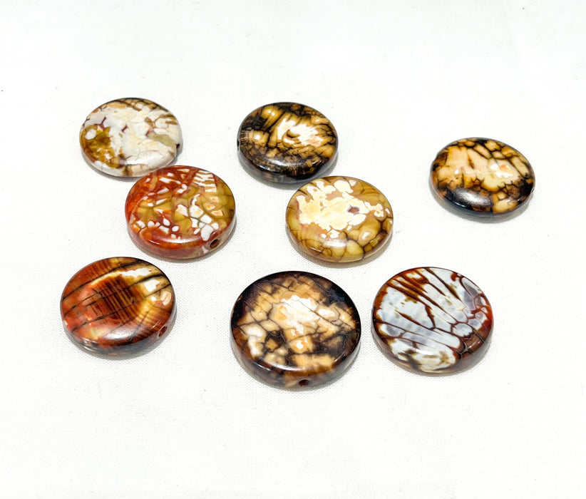25-26mm Fire Agate Coin Beads