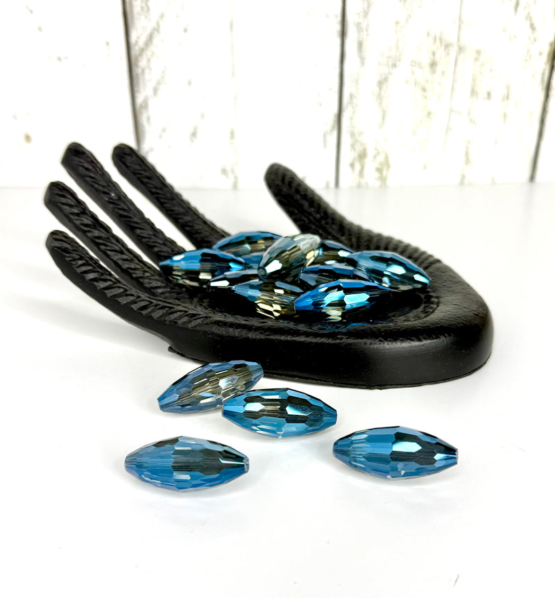 16x36mm Faceted Glass Focal Beads – Large Oval Crystal Beads for Jewelry Making - One Bead