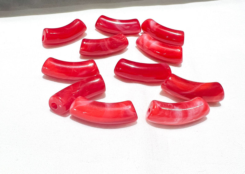 36mm Acrylic Tube Beads | Curved Tube Beads | Multiple Colors | 12x36mm | 1 Bead | DIY Jewelry Supplies