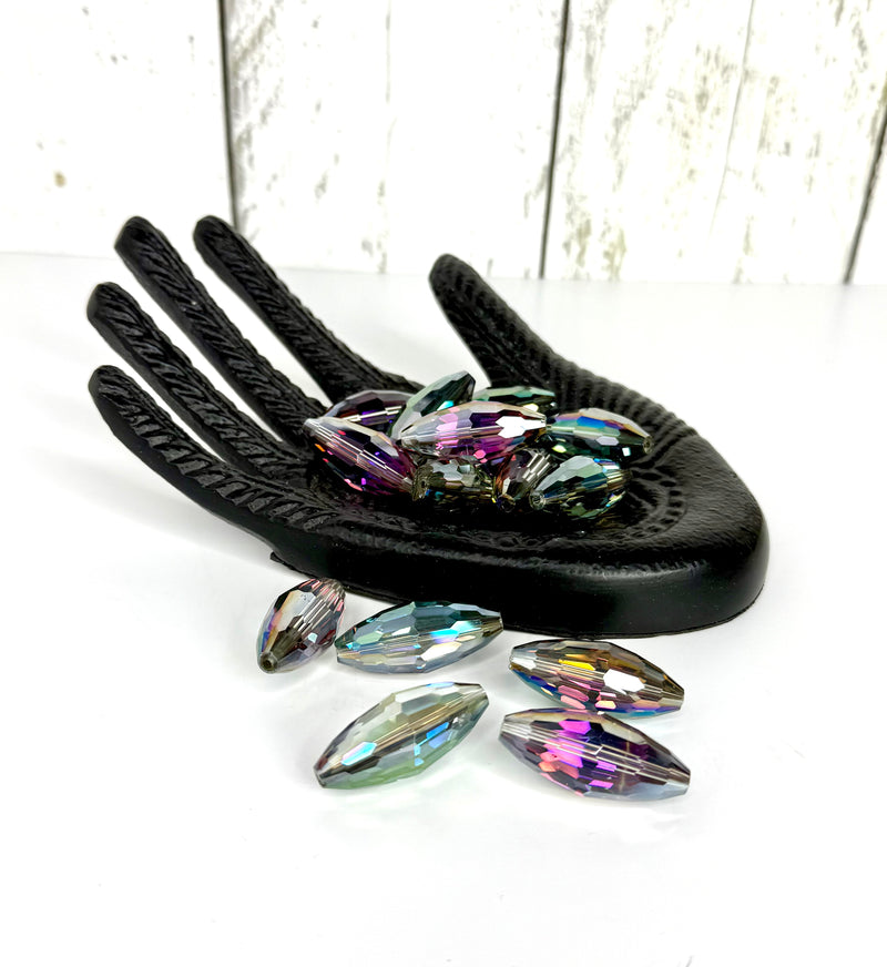 16x36mm Faceted Glass Focal Beads – Large Oval Crystal Beads for Jewelry Making - One Bead