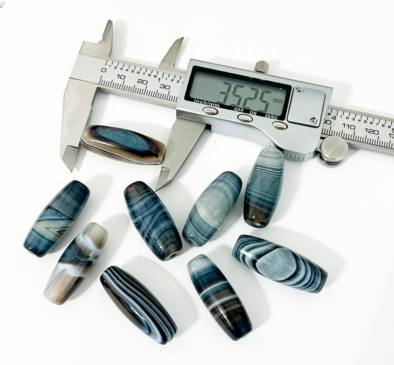 35-37mm Gray Banded Agate Focal Beads | Gray Agate | Banded Agate Focals | DIY Jewelry Supplies