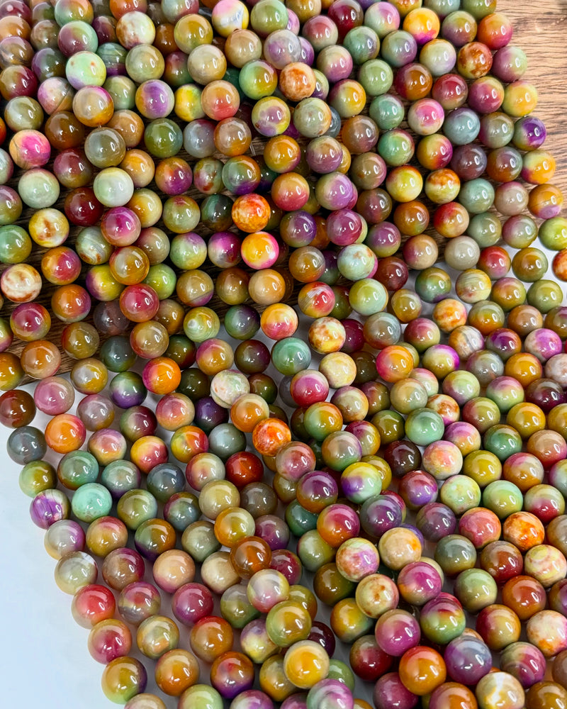 10mm Smooth Multicolor Fire Agate Gemstone Beads | Agate Gemstone Beads | Multicolor Agate | DIY Jewelry Designs | 15" Strand