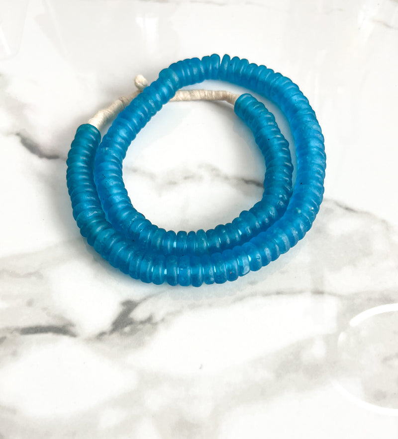 11mm African Recycled Glass | Rondelle Donut Beads | 11mm Fused Glass Rondelles Spacer Beads | Ghana Fair Trade | DIY Jewelry Supplies