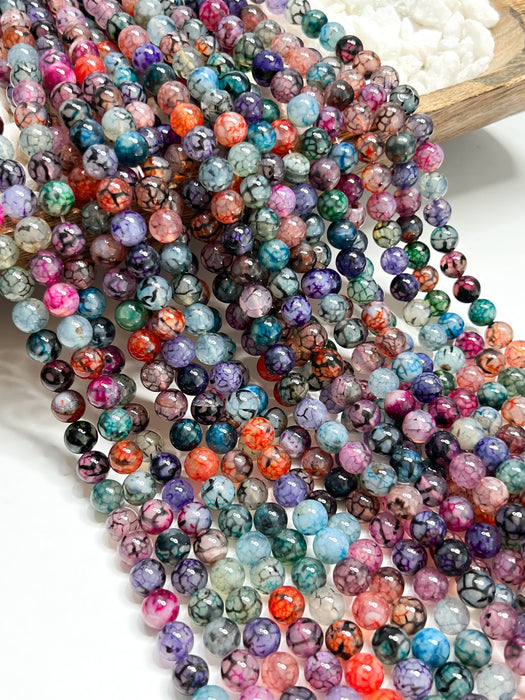 10mm Smooth Multicolor Agate Gemstone Beads | Dragon Vein Round Gemstone Beads | Jewelry Making DIY | Gemstone Beads | 38 Beads per Strand