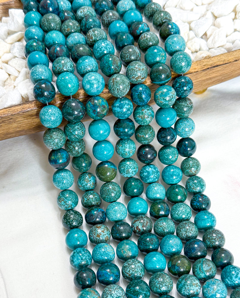 14mm Smooth Jasper Gemstone Beads | Beautiful hues of turquoise & Brown | DIY Jewelry Designs | 15" strand
