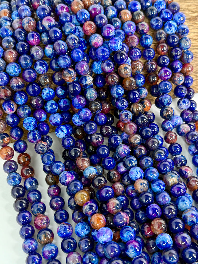 10mm Smooth Multicolor Fire Agate Gemstone Beads | Agate Gemstone Beads | Multicolor Agate | DIY Jewelry Designs | 15" Strand