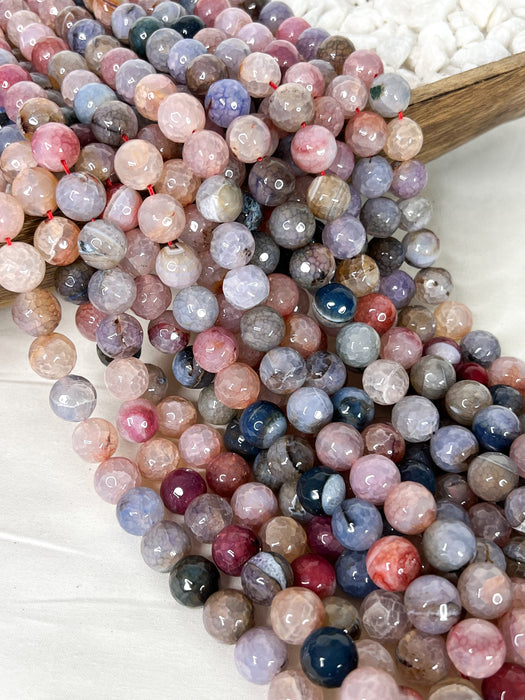 14mm Faceted Agate Gemstone Beads| 14mm Faceted Multicolor Agate | Faceted Agate | DIY Jewelry Designs | One Strand