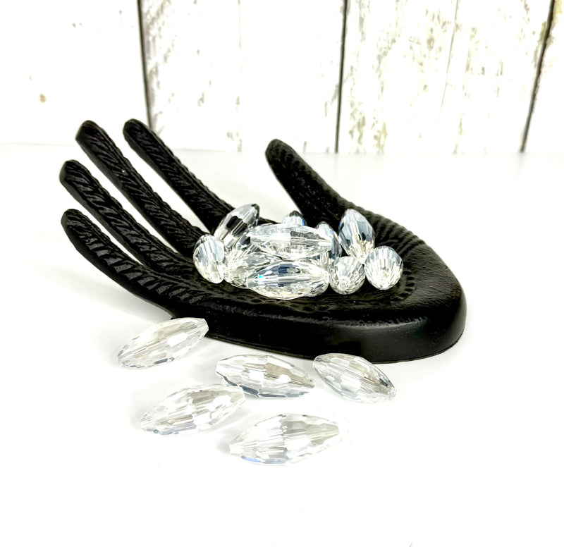 16x36mm Faceted Glass Focal Beads – Large Oval Crystal Beads for Jewelry Making - One Bead