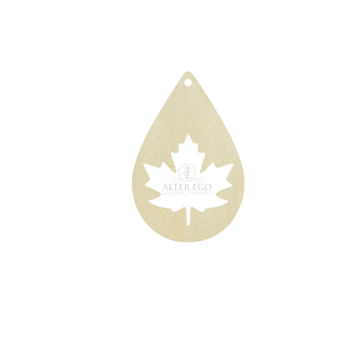 Solid Maple Leaf Wood Earring Blanks, 1 pair or 5 pair, BULK