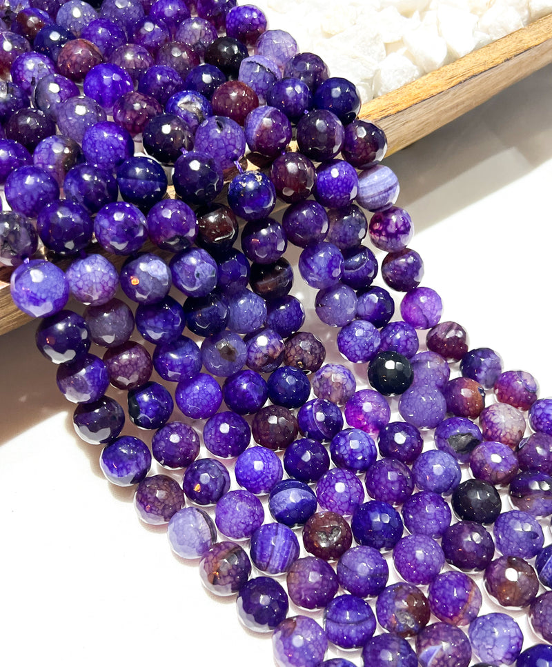 Faceted Purple Fire Agate | Faceted Purple Fire Agate | DIY Jewelry Making | Purple |12mm & 14mm | 15 Inch Strand