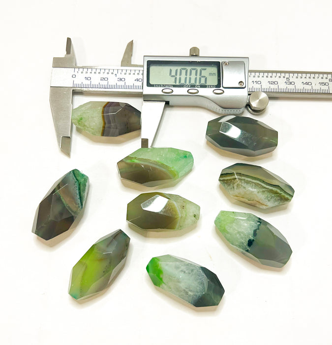 Aate and Quartz Focal Gemstone Bead | 16x41mm Focal Bead | Green & Gray | DIY Jewelry