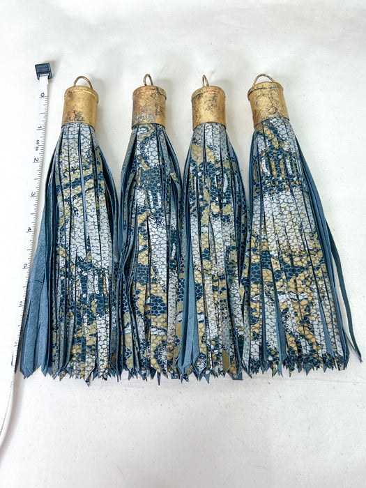 Long Leather Tassels | Vintage Leather Tassels | Soldered Brass Tassel Caps | DIY Jewelry Designs | One Tassel