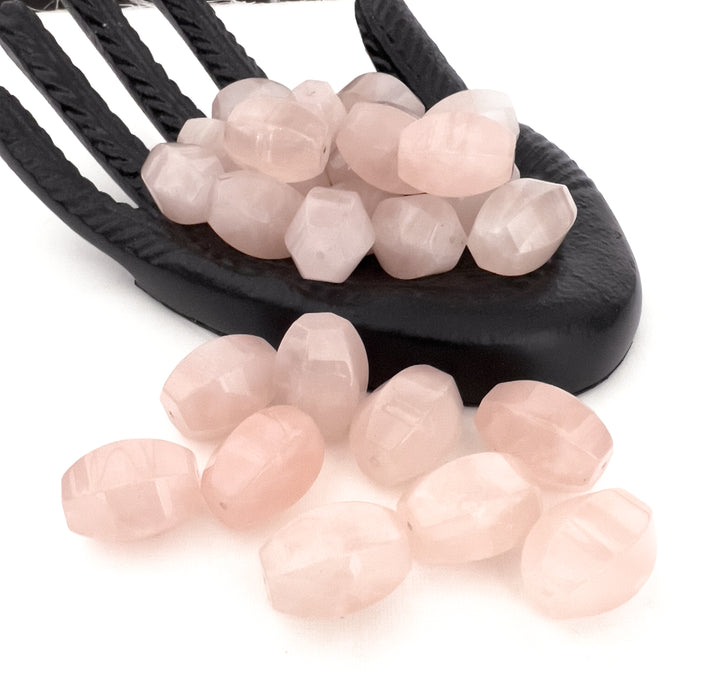 Rose Quartz Gemstone Focal Beads | Natural Rose Quartz Stone Beads | Prism Cut Double Point | 1 piece