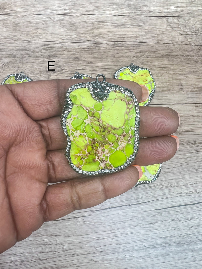50-56mm Stunning Imperial Sea Sediment Jasper | Gemstone Pendants | Bright Colors | Natural Stone Pendant/Charm |  Crystal Bezel