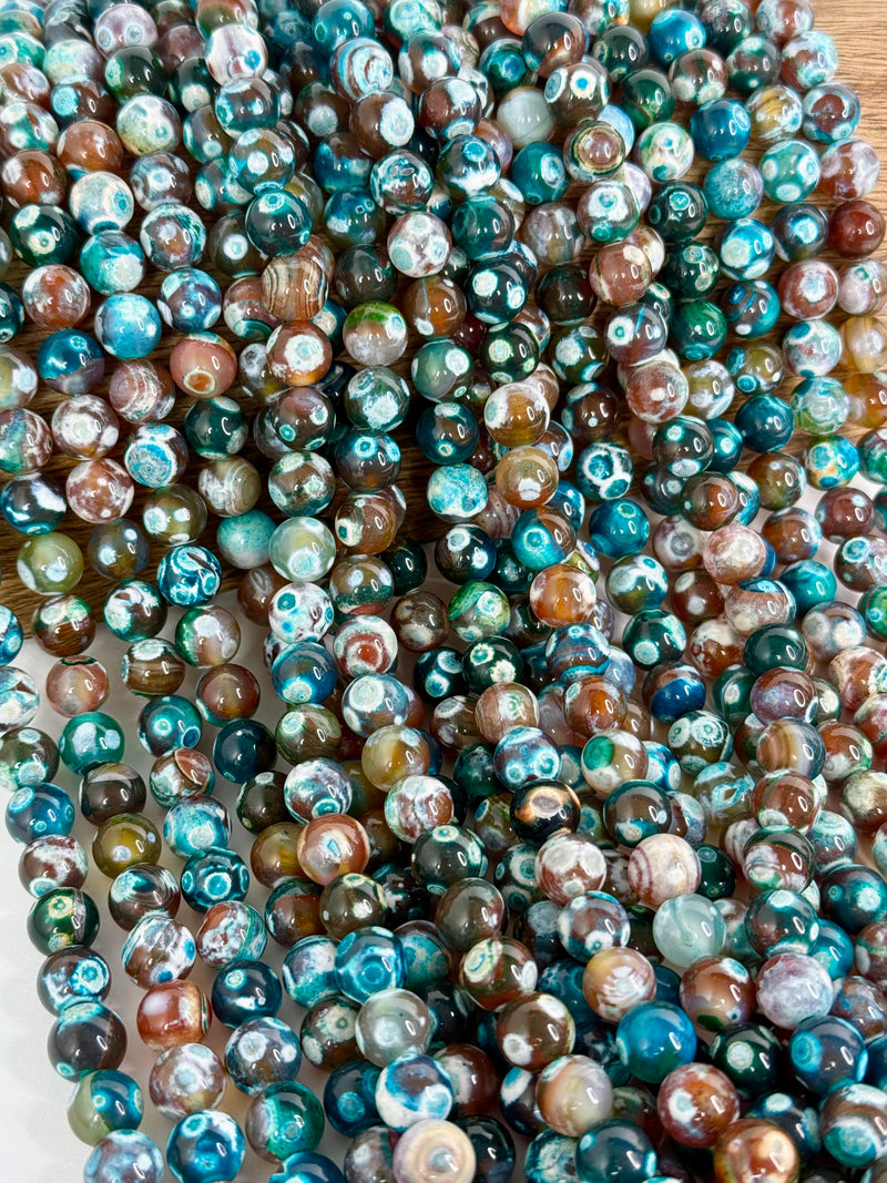 10mm Smooth Multicolor Fire Agate Gemstone Beads | Agate Gemstone Beads | Multicolor Agate | DIY Jewelry Designs | 15" Strand