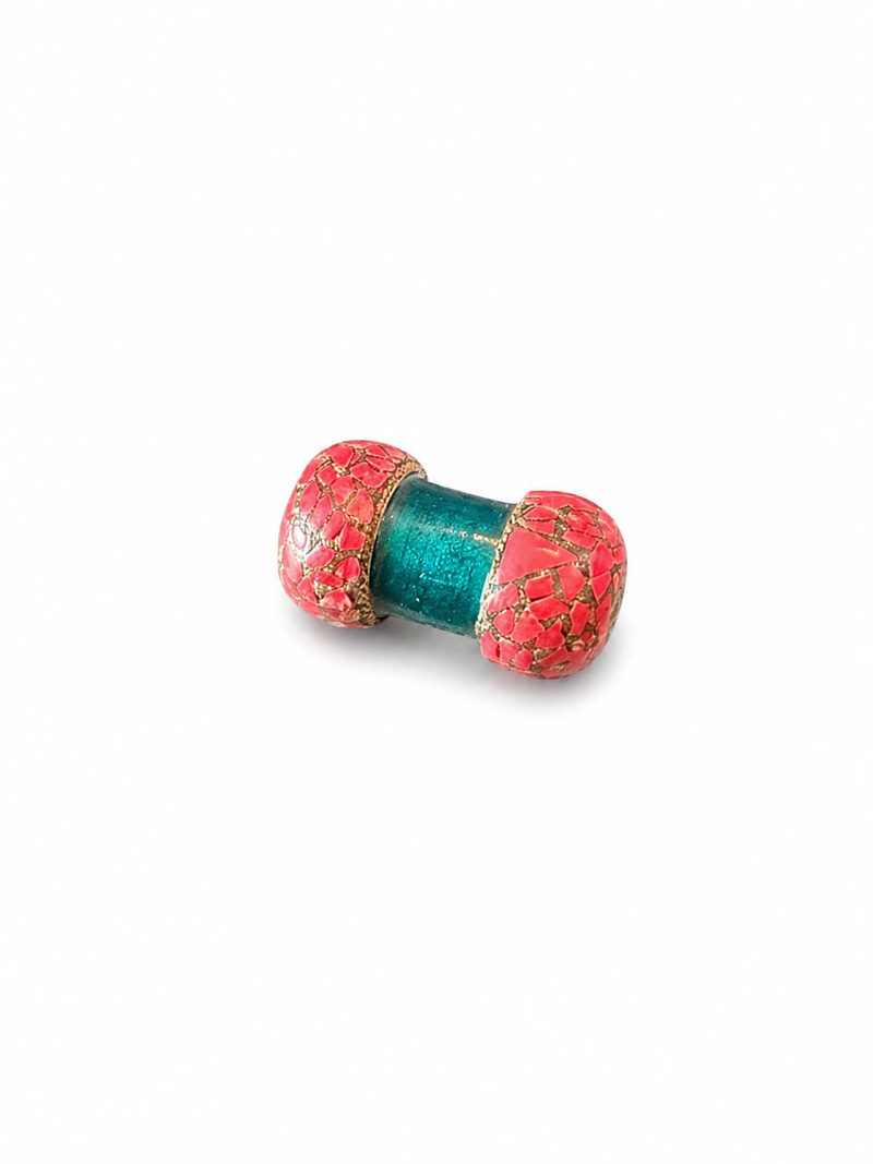 Napoli Mosaic Glass Focal Beads | Gemstone Chip Ends | Artisan Glass Barrel Bead 42–44mm | Luxury Jewelry Making Supplies | One Bead