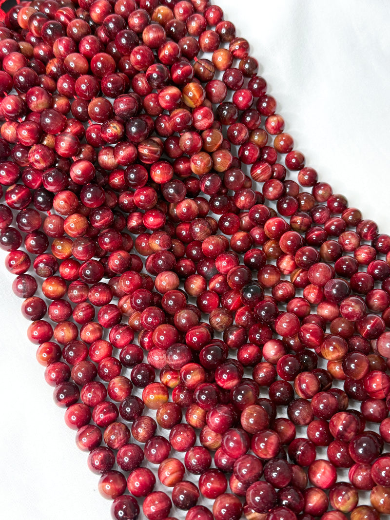 10mm Smooth Crimson Color Tigers Eye | Tigers Eye Gemstone Beads | Healing Properties | DIY Jewelry Making | Approximately 37 Beads Per Strand