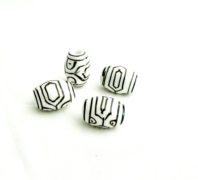 21mm Ceramic Focal Beads | Ceramic Beads | Choose Your Color & Style | DIY Jewelry Designs| 4 Pcs