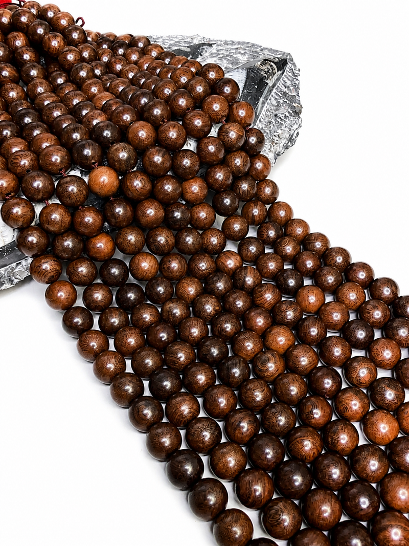 Natural Wood Round Beads 10mm–18mm | Fragrant & Non-Fragrant | 15-Inch Strand