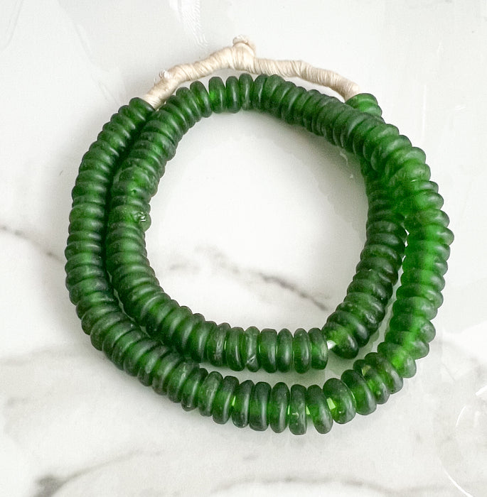 11mm African Recycled Glass | Rondelle Donut Beads | 11mm Fused Glass Rondelles Spacer Beads | Ghana Fair Trade | DIY Jewelry Supplies