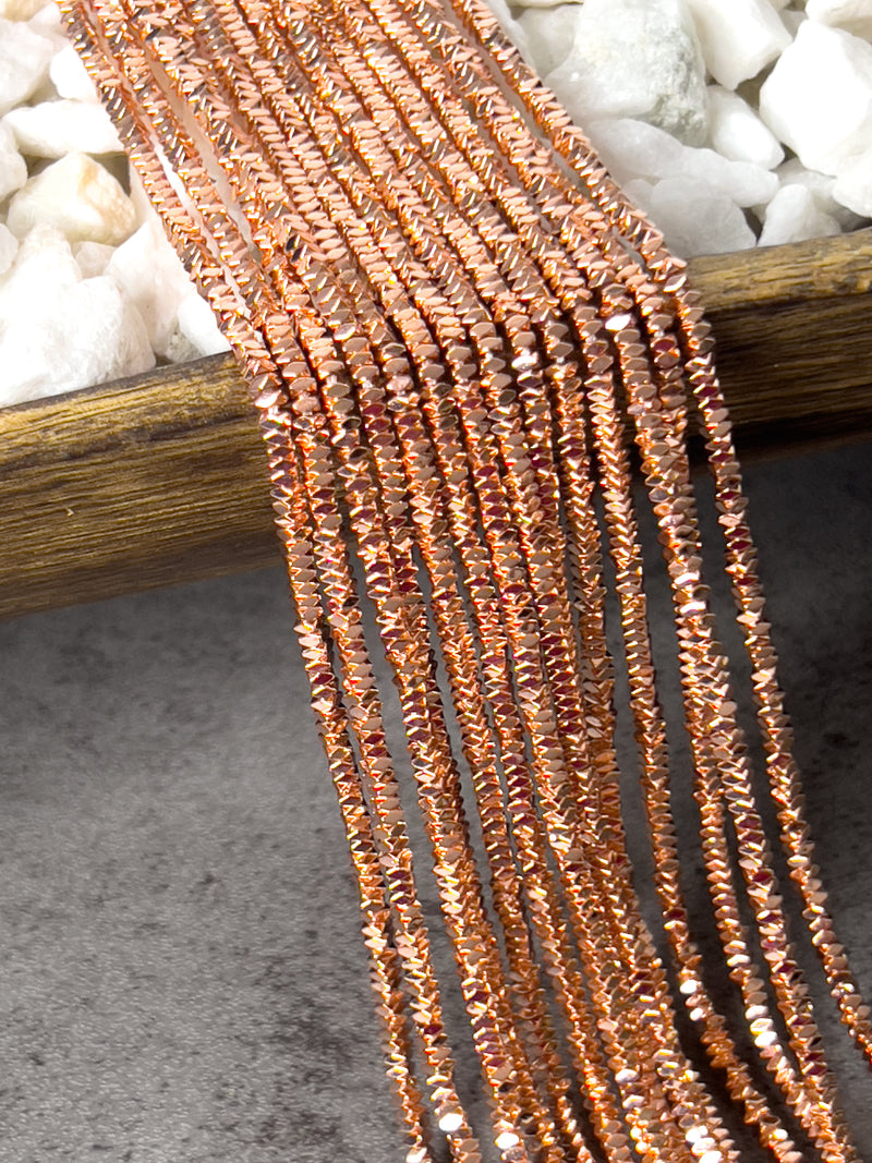 1x2mm Square Hematite Rondelle Disc Beads | Natural Gemstone Beads | Spacer Loose Stone Beads for Jewelry Making 15.5" 1 Strand | DIY Jewelry Making | Over 200 pcs