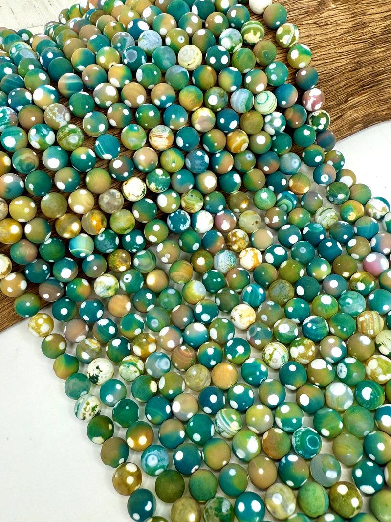 10mm Smooth Matte Multicolor Fire Agate Gemstone Beads | Agate Gemstone Beads | Multicolor Agate | DIY Jewelry Designs | 15" Strand