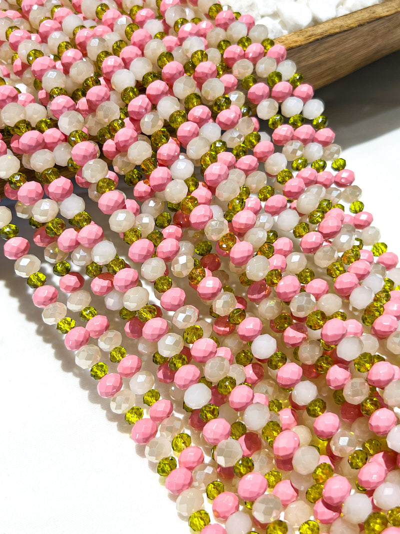 6x8mm Faceted Glass Rondelle Beads | Faceted Glass | Multicolor | DIY Jewelry Designs | 15 inch Strands | 62 Pcs