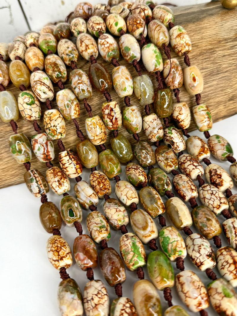 13x18mm Fire Agate Barrel Gemstone Beads – 13 Beads per Strand