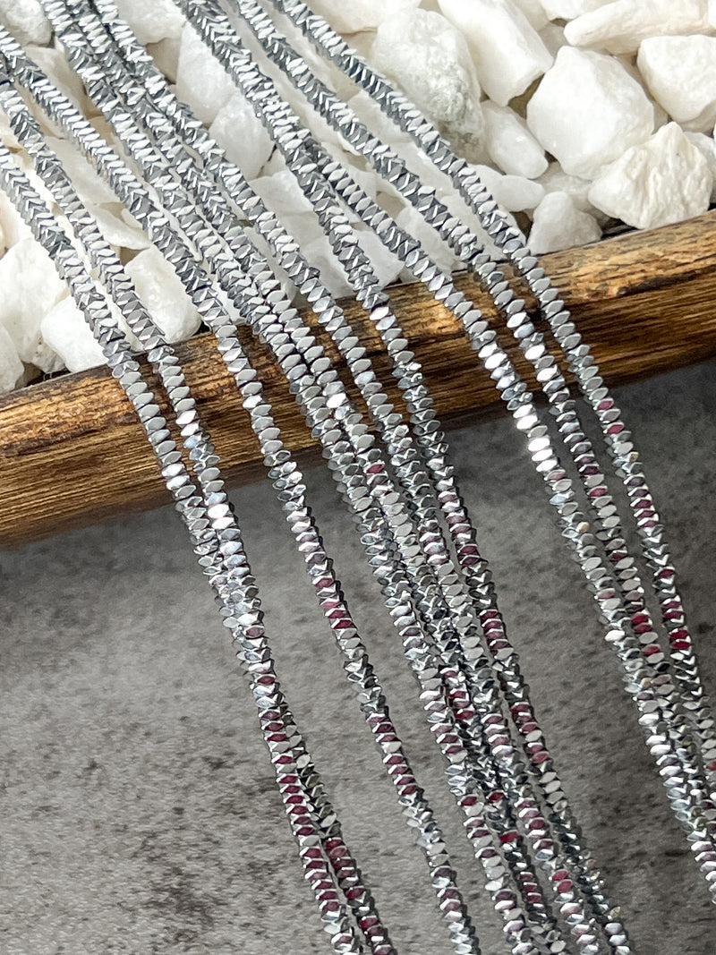 1x2mm Square Hematite Rondelle Disc Beads | Natural Gemstone Beads | Spacer Loose Stone Beads for Jewelry Making 15.5" 1 Strand | DIY Jewelry Making | Over 200 pcs