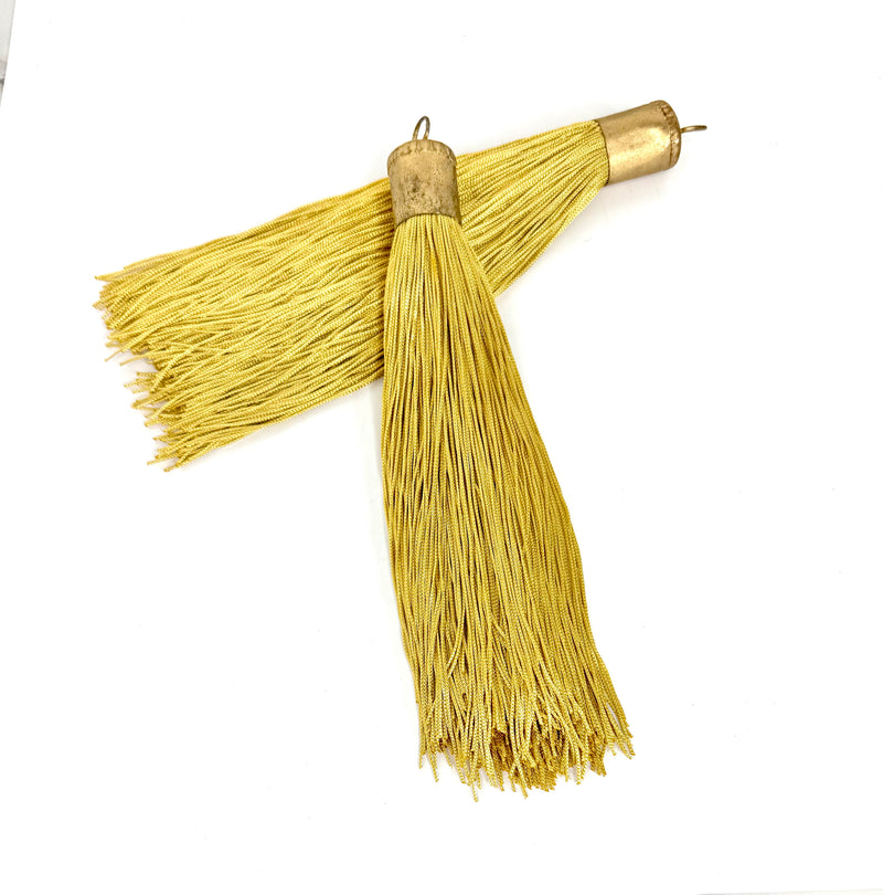 9 Inch Long Silk Tassels with Textured Brass Caps – Vibrant Jewelry Making Components for Statement Necklaces, Earrings & DIY Designs