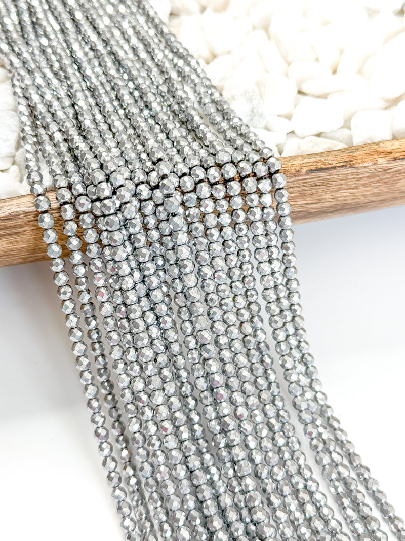 4mm Faceted Hematite Spacer Beads | Faceted Round Hematite | DIY Jewelry Designs | 16" Strand