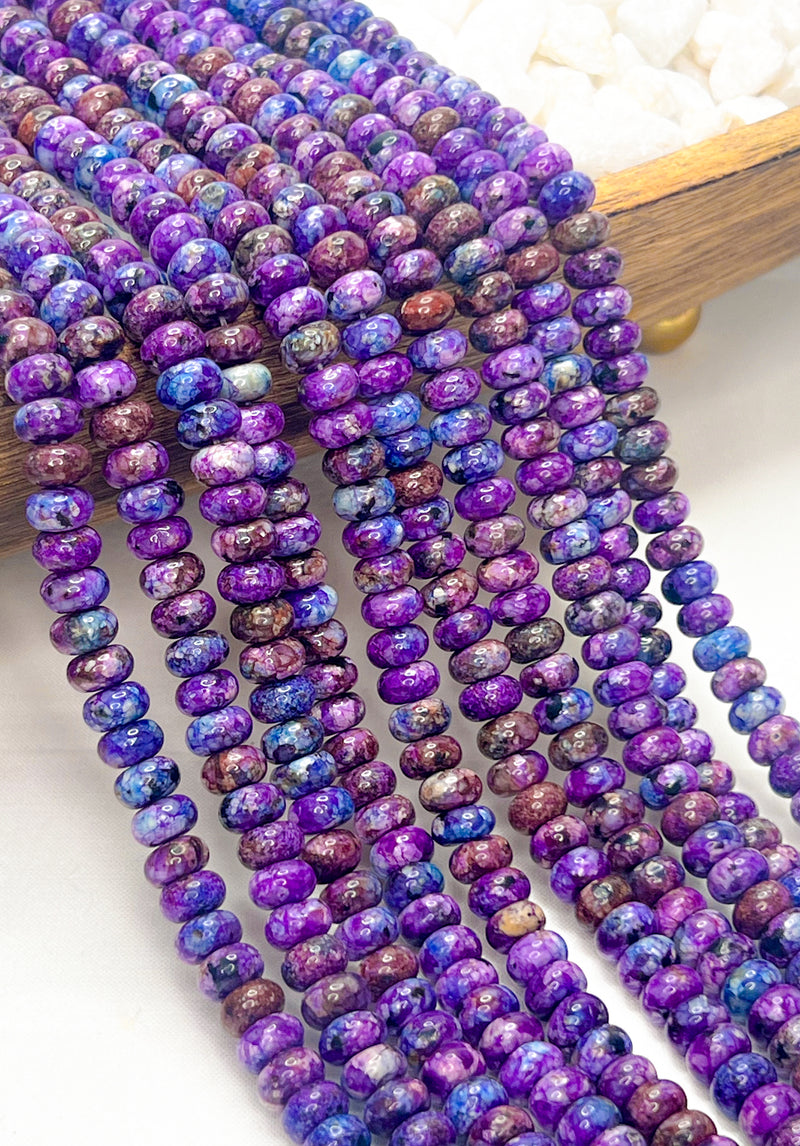 5x8mm Smooth Impressions Jasper Gemstone Beads | Sediment Jasper Rondelle Beads | Purple & Blue Rondelle Beads | DIY Jewelry Designs | One Strand