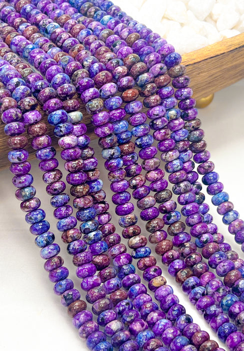 5x8mm Smooth Impressions Jasper Gemstone Beads | Sediment Jasper Rondelle Beads | Purple & Blue Rondelle Beads | DIY Jewelry Designs | One Strand