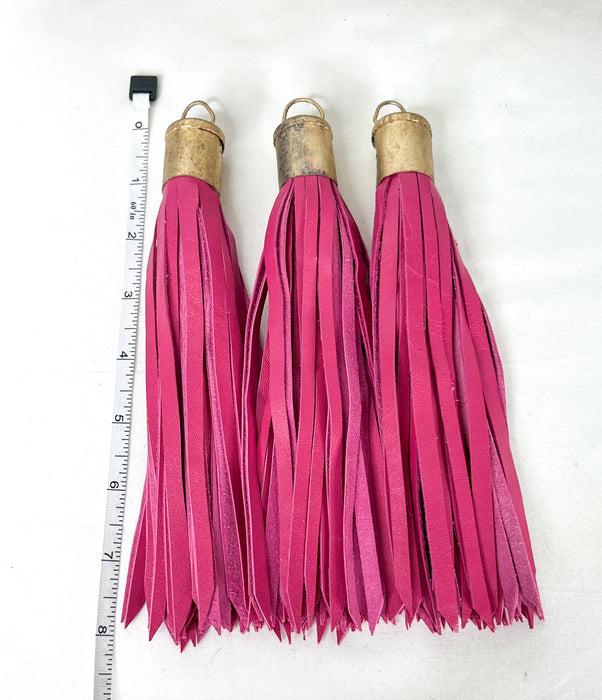 Long Leather Tassels | Vintage Leather Tassels | Soldered Brass Tassel Caps | DIY Jewelry Designs | One Tassel