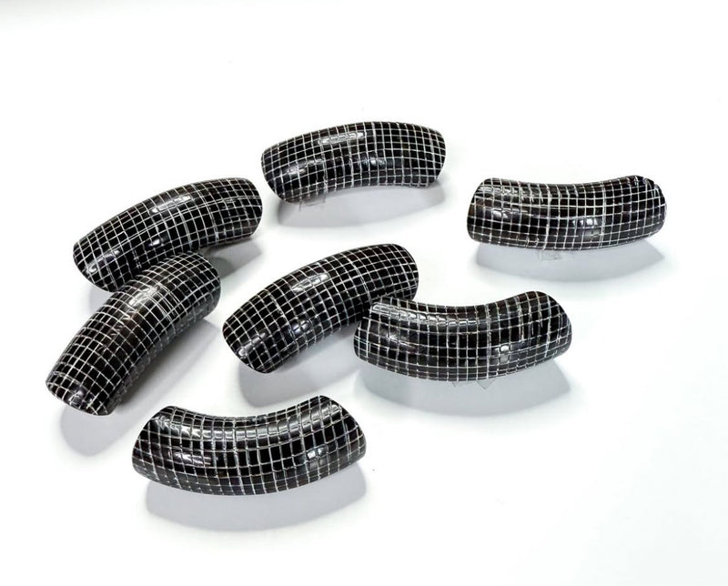 Recycled Buffalo Horn Curved Tube Bead | Curved Bone Bead | Tube Bead | Black Bone Bead | One Piece