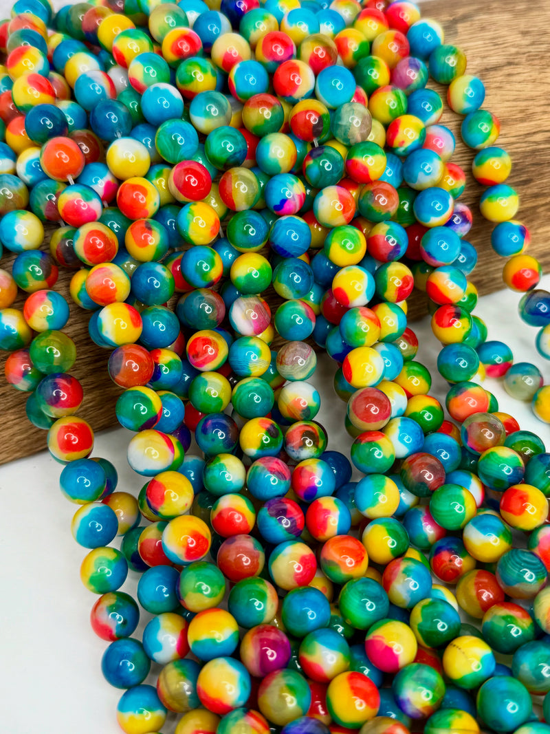 10mm Smooth Multicolor Agate Gemstone Beads | Smooth Round Gemstone Beads | 15" Strand | One Strand