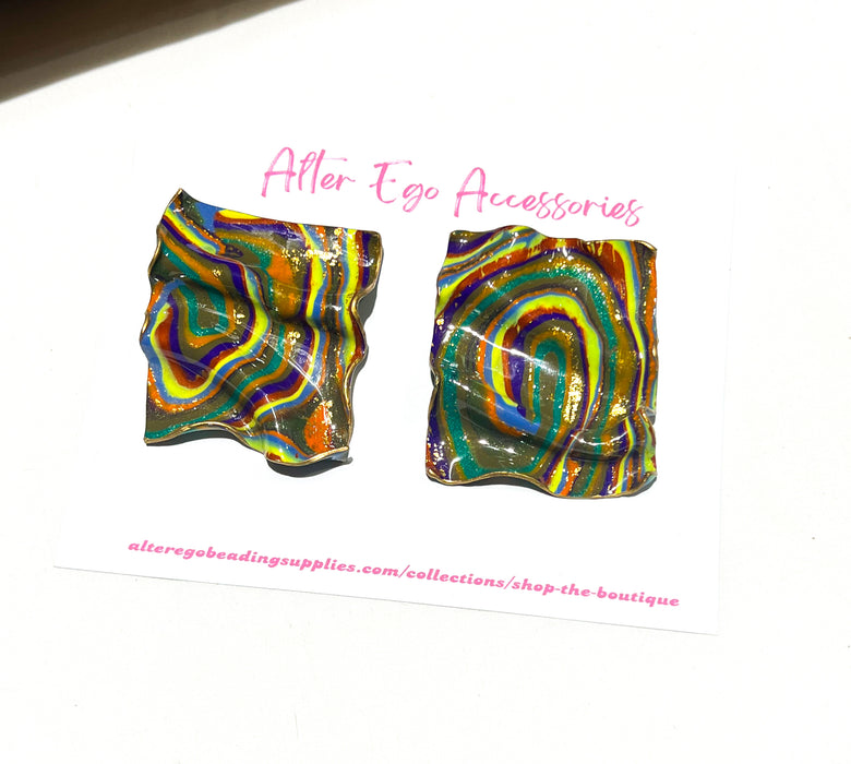Colorful Marble Polymer Clay Studded Earrings | Choose Your Style | Studded Earrings | Accessories