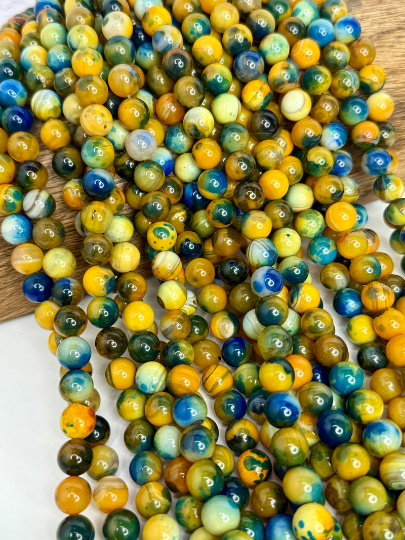 10mm Multicolor Agate Gemstone Beads | Smooth Round | 15" Strand for Jewelry Making | One Strand