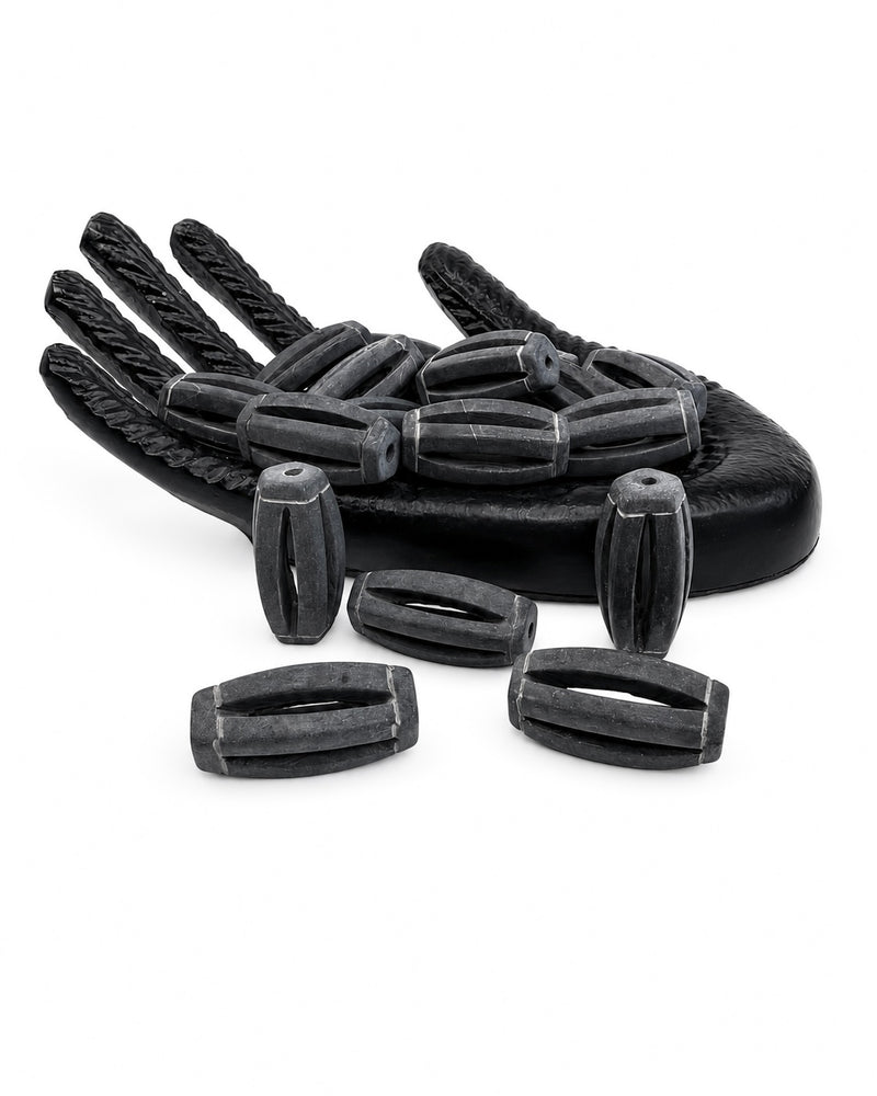 35mm Matte Black Onyx Barrel Gemstone Focal Beads – 1 Piece