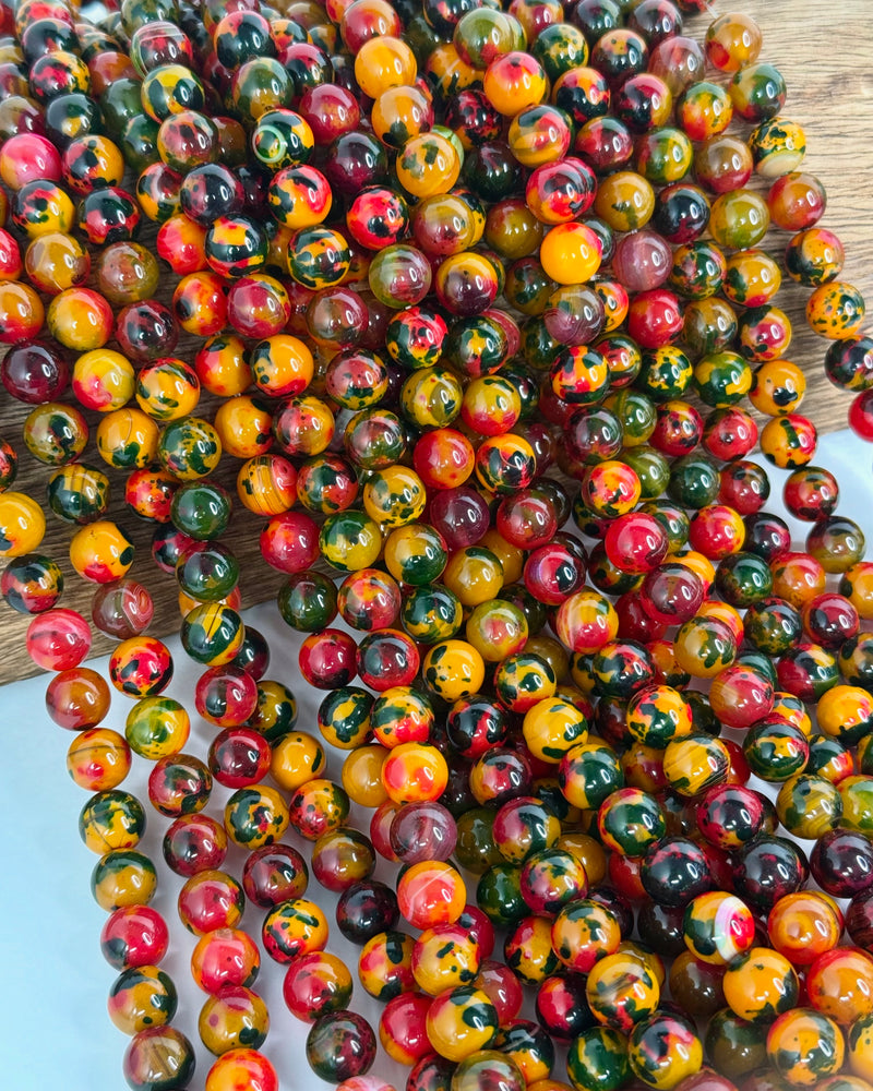 10mm Smooth Multicolor Fire Agate Gemstone Beads | Agate Gemstone Beads | Multicolor Agate | DIY Jewelry Designs | 15" Strand (Copy)