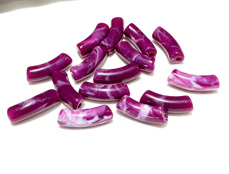 36mm Acrylic Tube Beads | Curved Tube Beads | Multiple Colors | 12x36mm | 1 Bead | DIY Jewelry Supplies