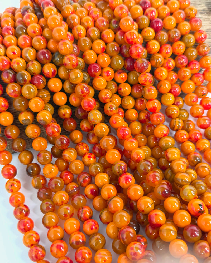 10mm Smooth Multicolor Fire Agate Gemstone Beads | Agate Gemstone Beads | Multicolor Agate | DIY Jewelry Designs | 15" Strand