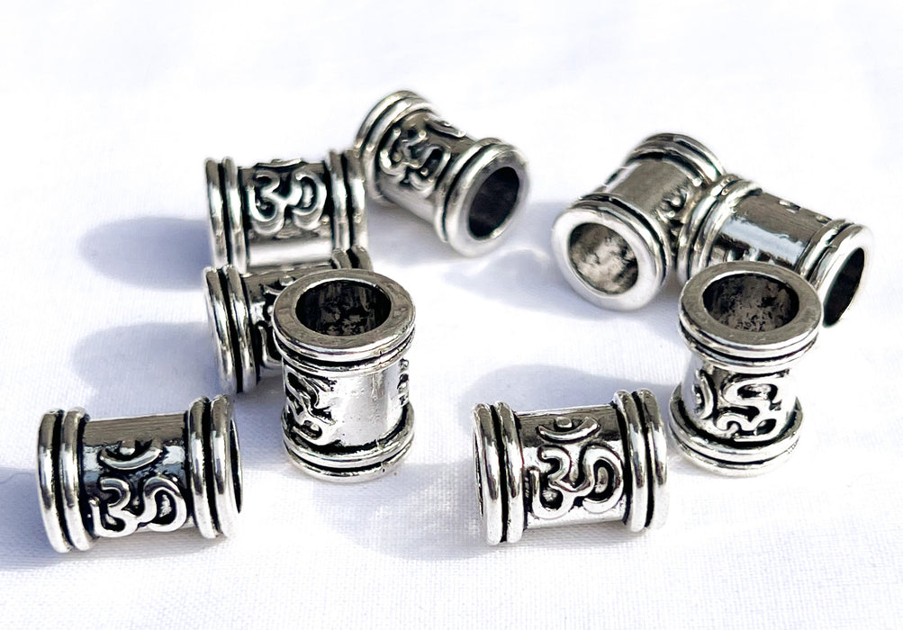 8x16mm Pewter Spacer Beads | Pewter Beads | "AUM" OM Symbol | Meditation | Yoga | DIY Jewelry Designs | 5 Pcs