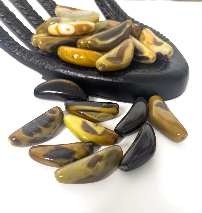 11x40mm Banded Agate Focal Beads | Agate Gemstone Bead | Half Moon Shape | DIY Jewelry Designs | One Bead