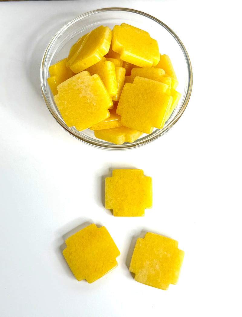 Jade Cross Centerpiece Beads – 30mm & 38mm – Yellow, Green, Blue, Orange, Fuchsia