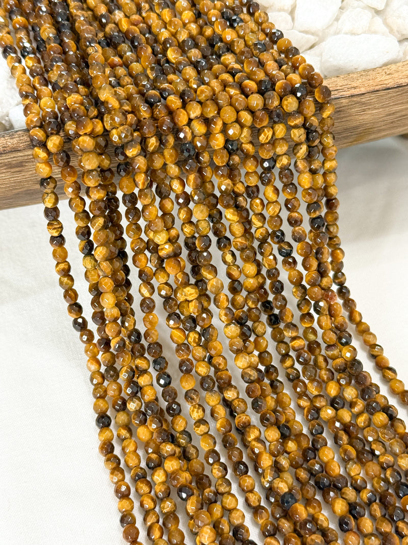 4,8,12, & 14mm Faceted Golden Brown Tigers Eye | Tigers Eye Gemstone Beads | Healing Properties | DIY Jewelry Making | 15" Strand
