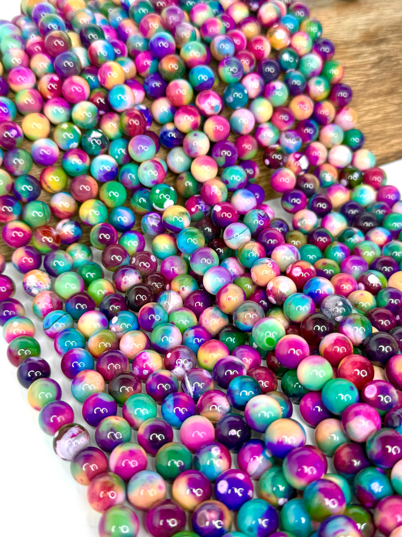 10mm Smooth Multicolor Agate Gemstone Beads | Agate Gemstone Beads | Multicolor Agate | DIY Jewelry Designs | 15" Strand